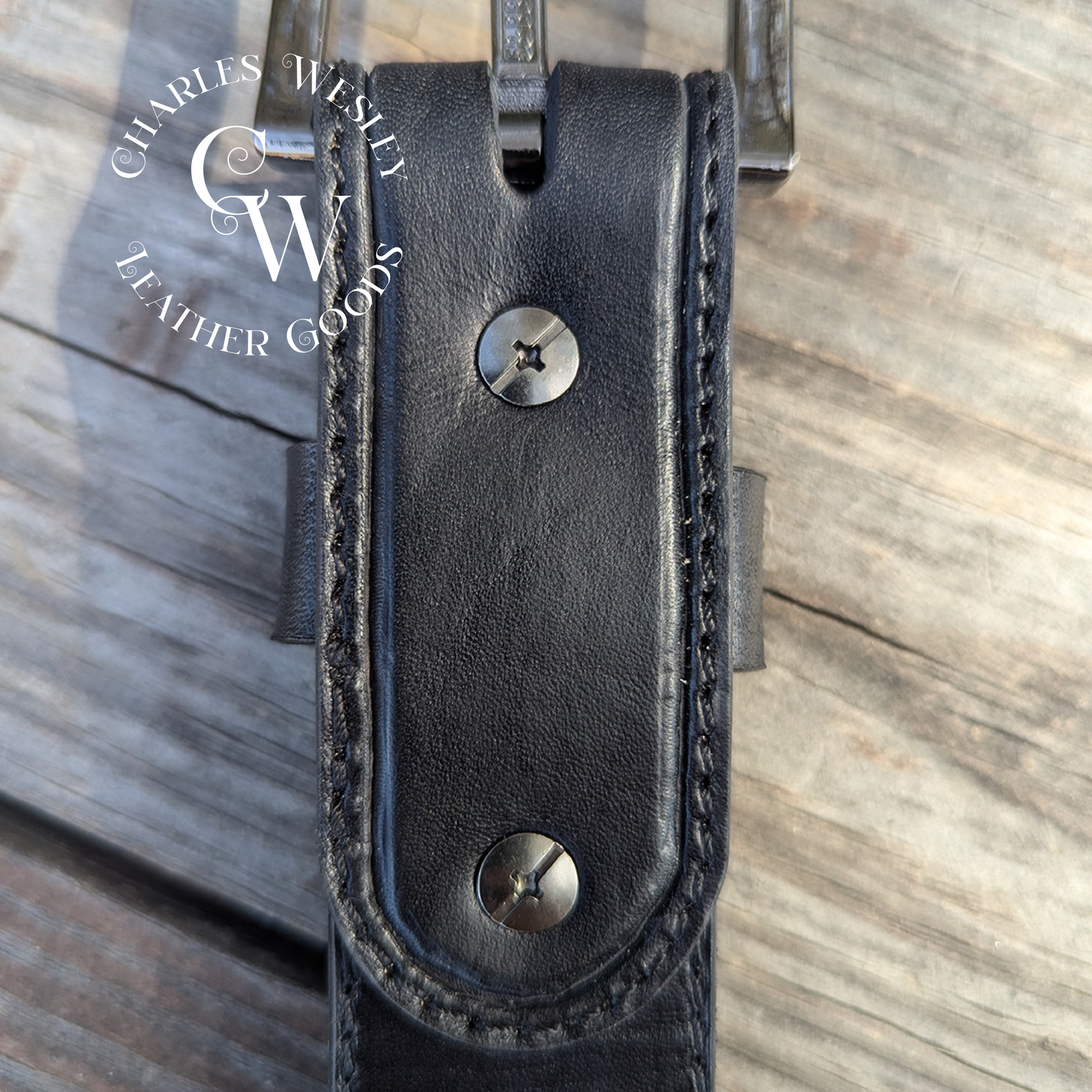 Men's Black Hand-Tooled Western Belt